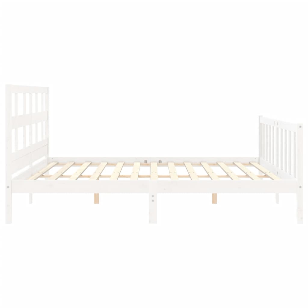 vidaXL Estructura de cama con cabecero madera maciza blanco 200x200 cm