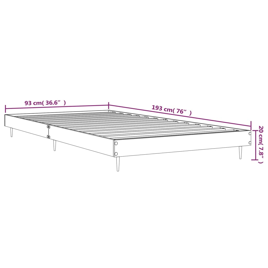 vidaXL Estructura de cama sin colchón madera marrón roble 90x190 cm