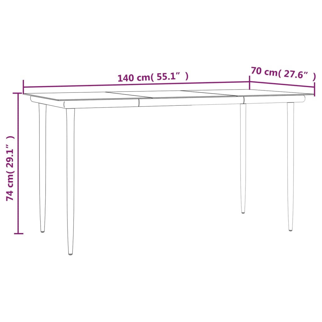 vidaXL Juego de comedor para jardín 7 piezas ratán sintético y acero