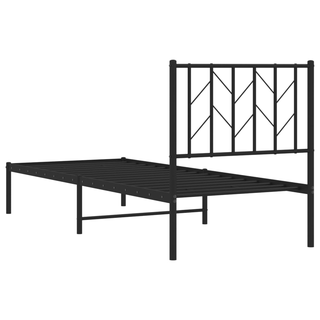 vidaXL Estructura de cama con cabecero metal negro 75x190 cm