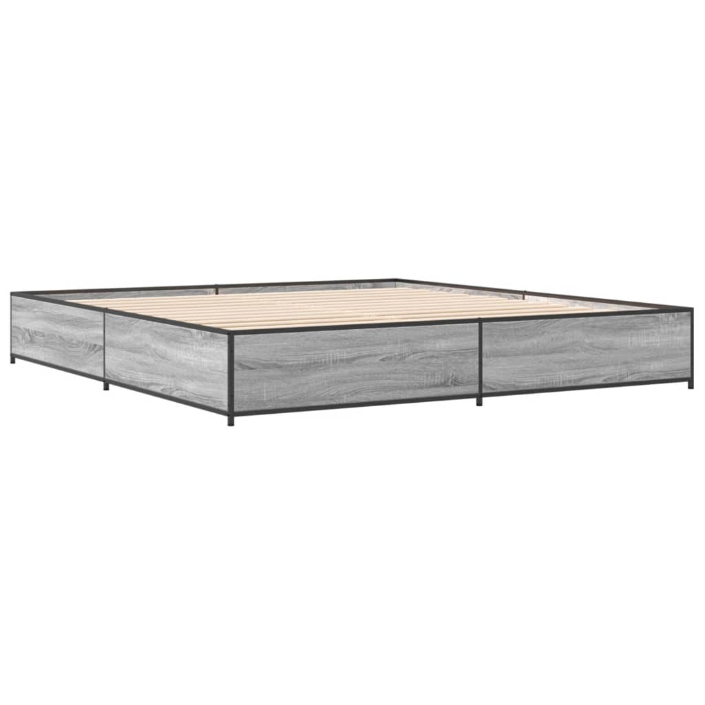 vidaXL Estructura cama madera ingeniería metal gris Sonoma 160x200 cm