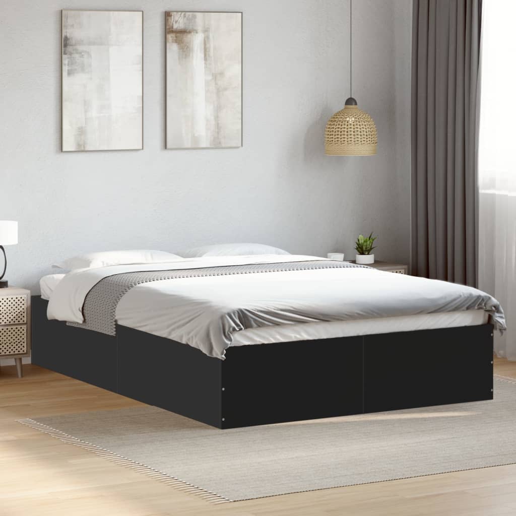 vidaXL Estructura de cama madera de ingeniería negra 135x190 cm