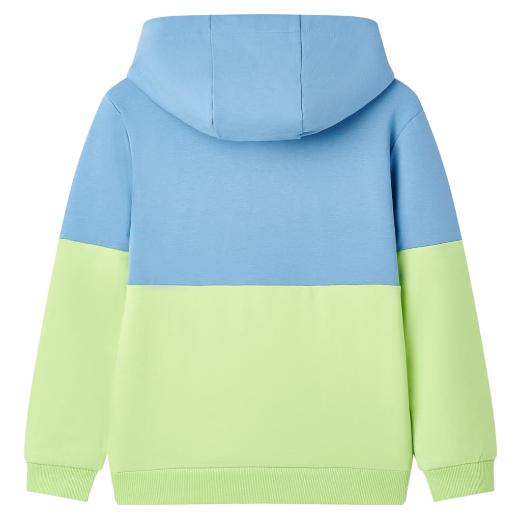 Sudadera infantil con capucha azul y amarillo suave 140