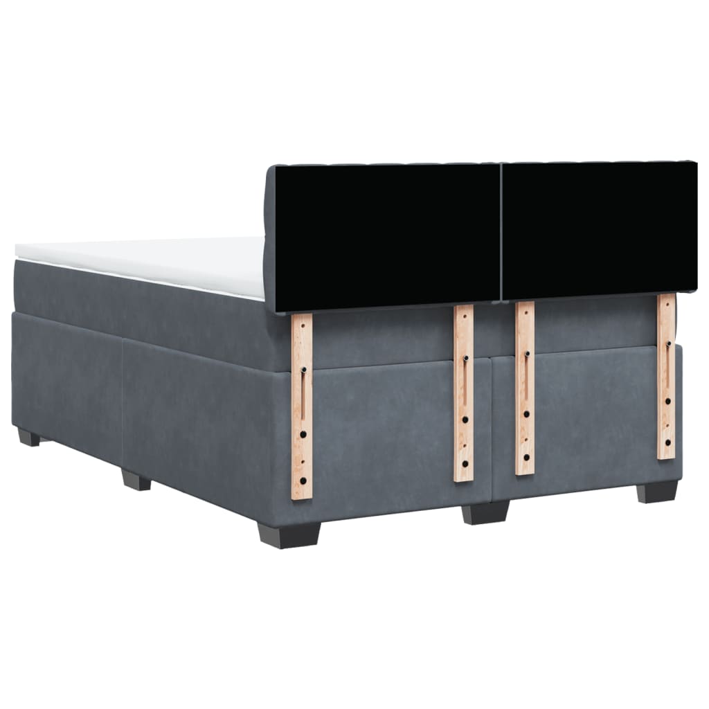 vidaXL Cama box spring con colchón terciopelo gris oscuro 140x200 cm