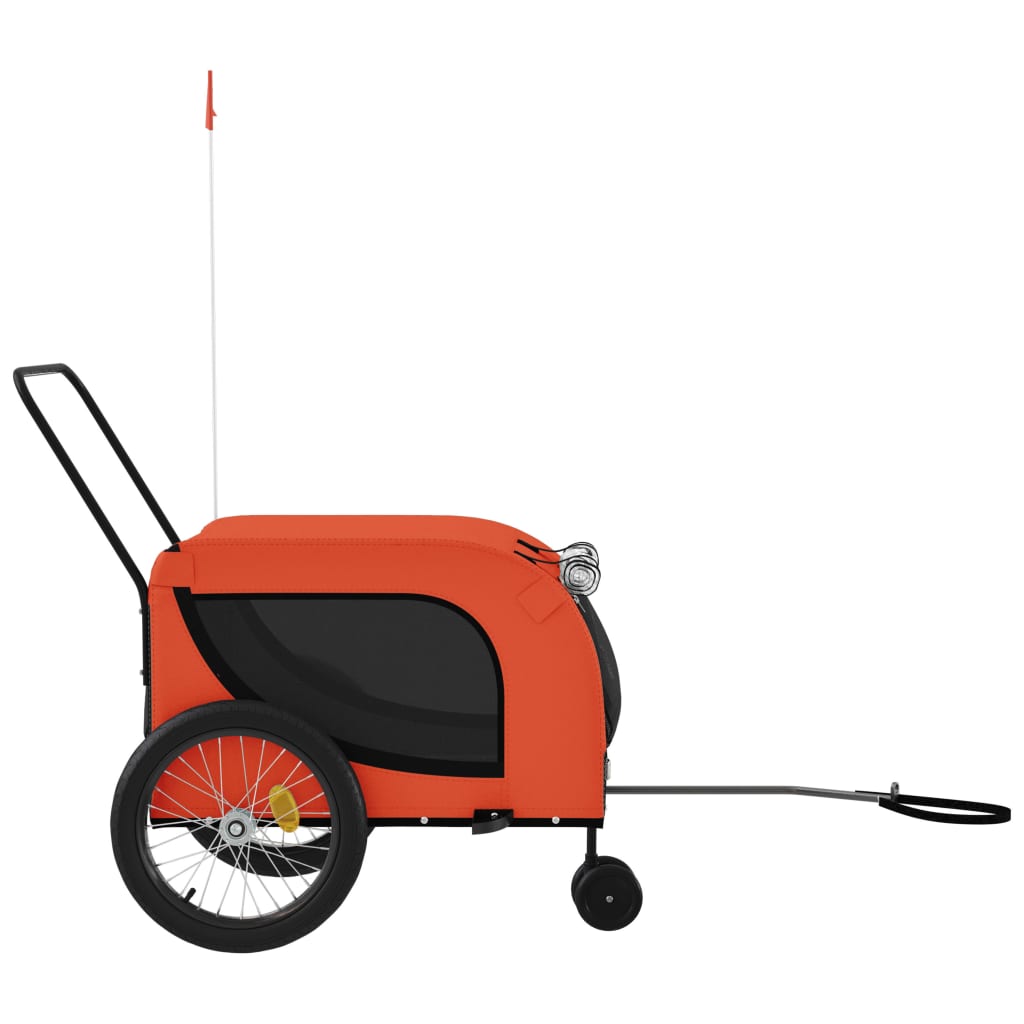 vidaXL Remolque de bicicleta mascotas hierro tela Oxford naranja negro