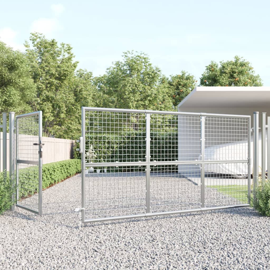 vidaXL Puerta de malla de jardín acero galvanizado plateado 350x175cm