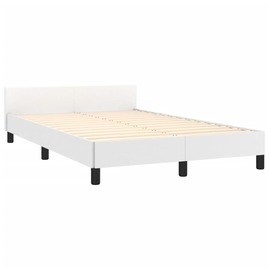 vidaXL Estructura de cama cabecero cuero sintético blanco 120x200 cm