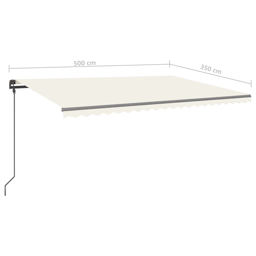 vidaXL Toldo manual retráctil con luz LED crema 5x3,5 m