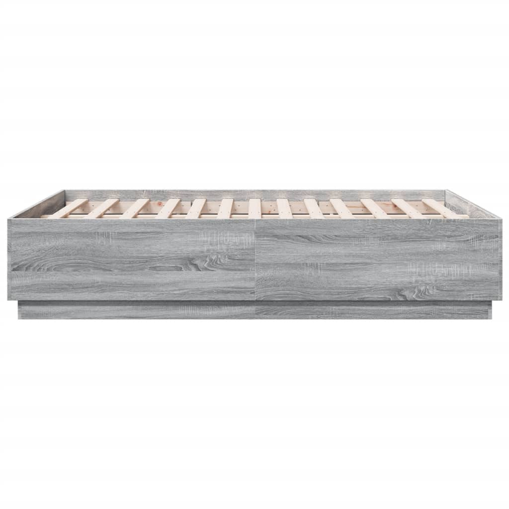 vidaXL Estructura cama con luces LED madera gris Sonoma 120x190 cm