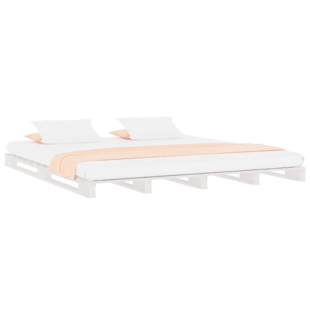 vidaXL Cama de palets madera maciza de pino blanca 120x200 cm