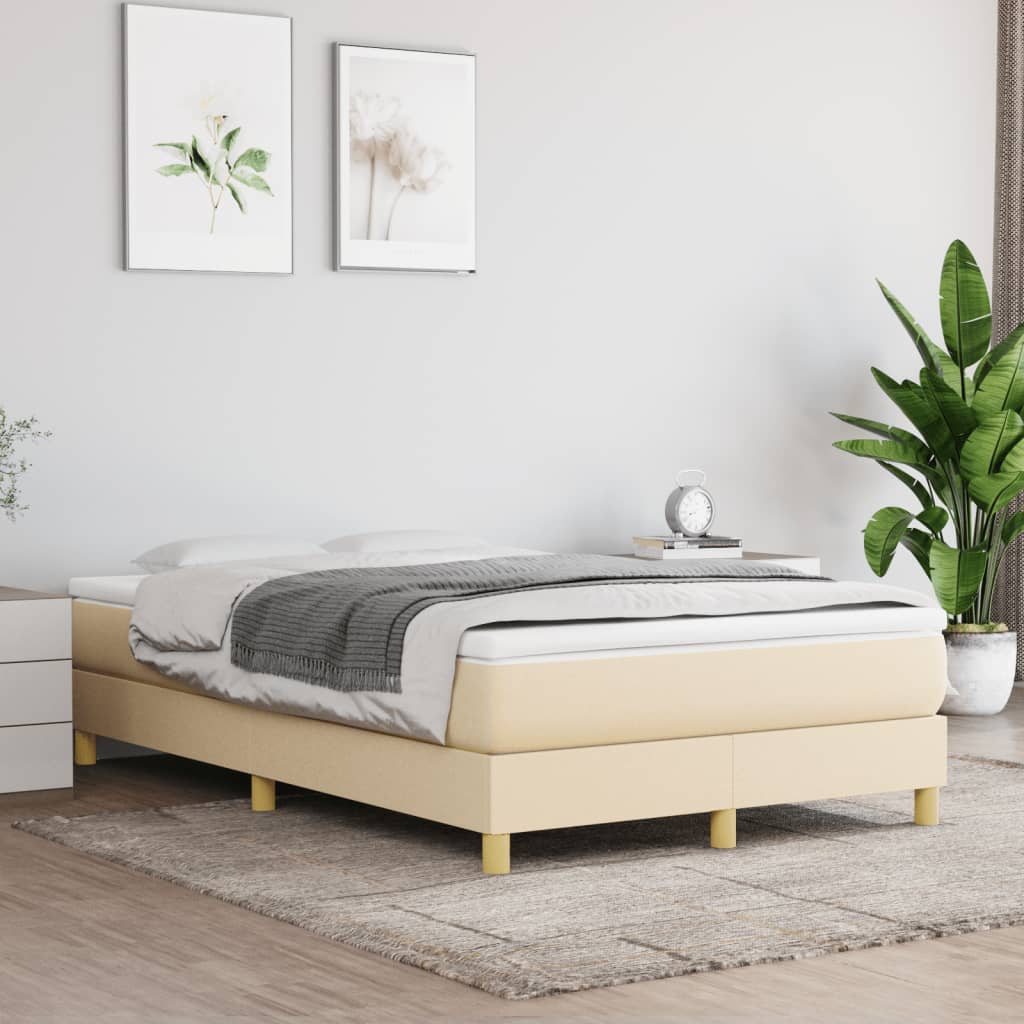 vidaXL Cama box spring con colchón tela color crema 120x190 cm