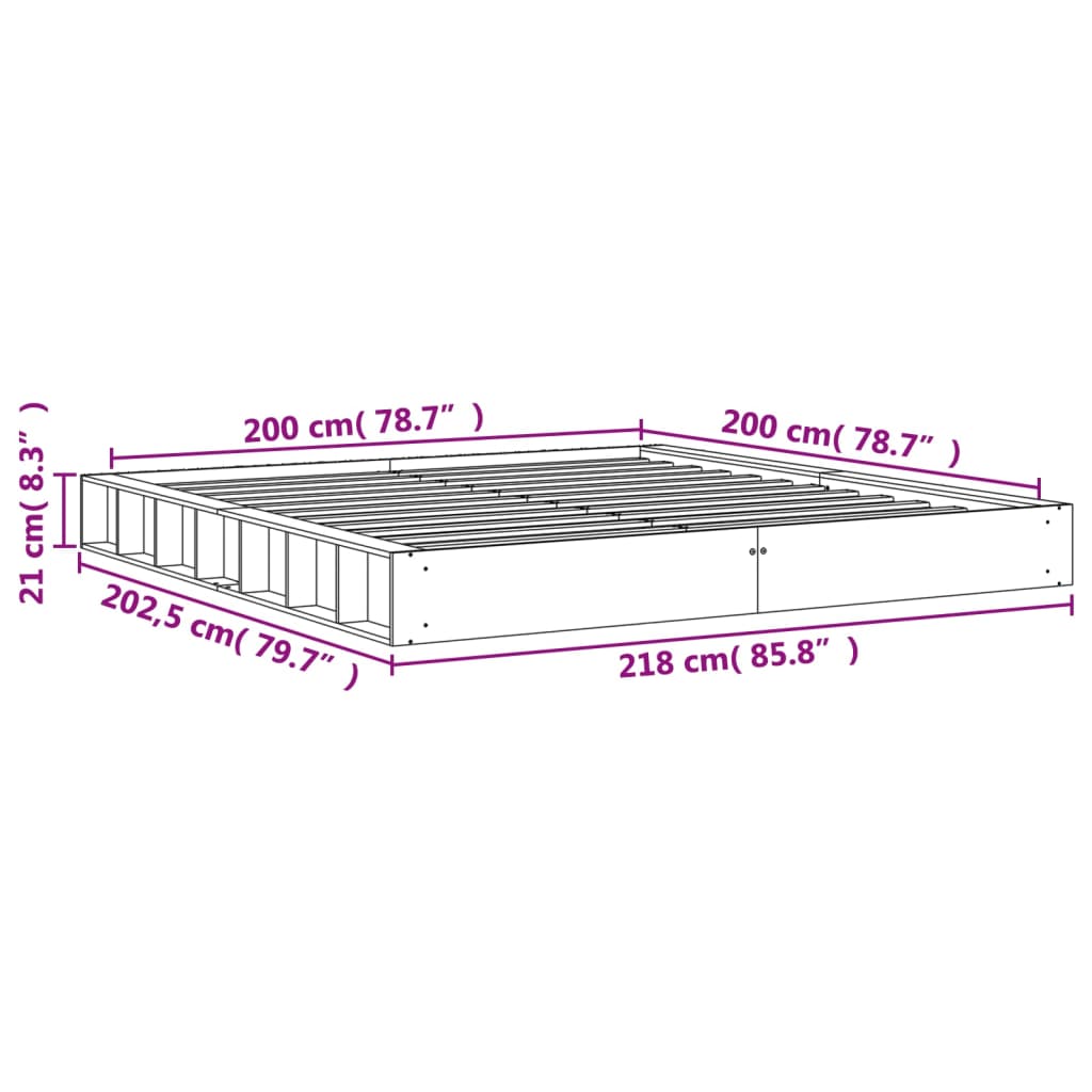 vidaXL Cama sin colchón madera maciza de pino marrón cera 200x200 cm