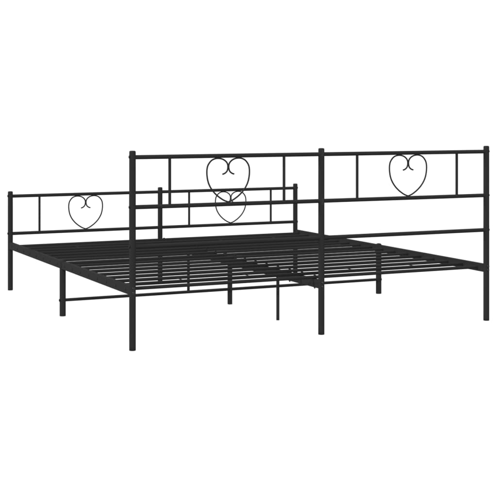 vidaXL Estructura cama sin colchón con estribo metal negro 180x200 cm