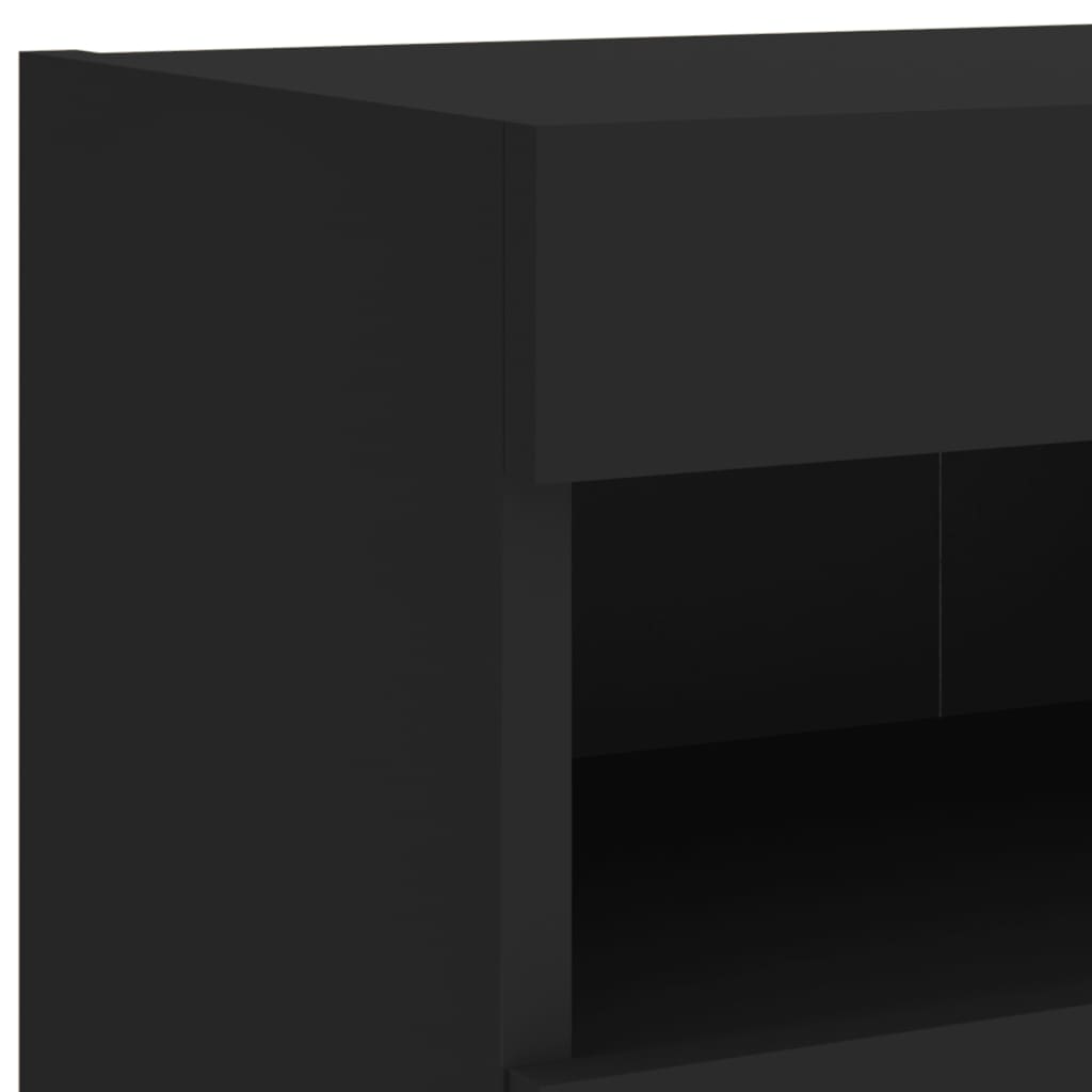 vidaXL Muebles de TV de pared con LED 5 pzas madera ingeniería negro