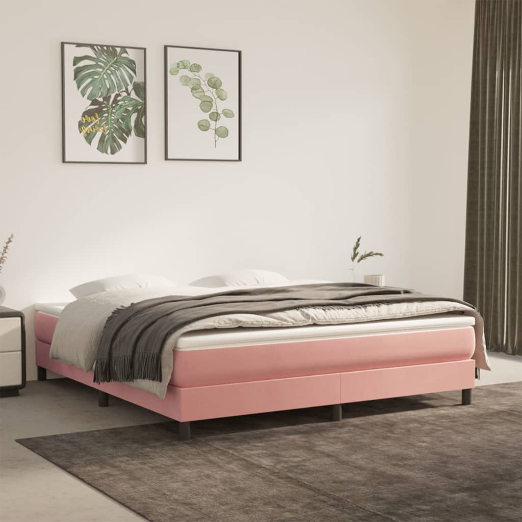 vidaXL Estructura de cama de terciopelo rosa 180x200 cm