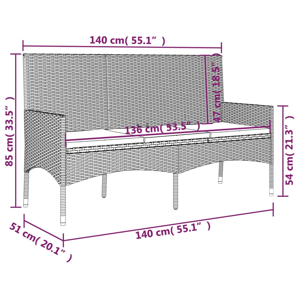 vidaXL Set muebles de jardín 4 piezas y cojines ratán sintético marrón