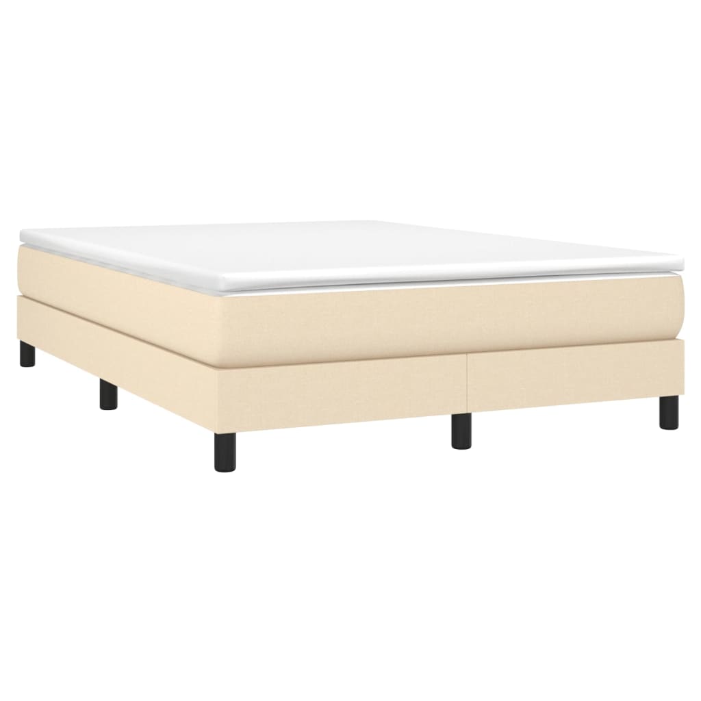 vidaXL Cama box spring con colchón tela color crema 140x190 cm