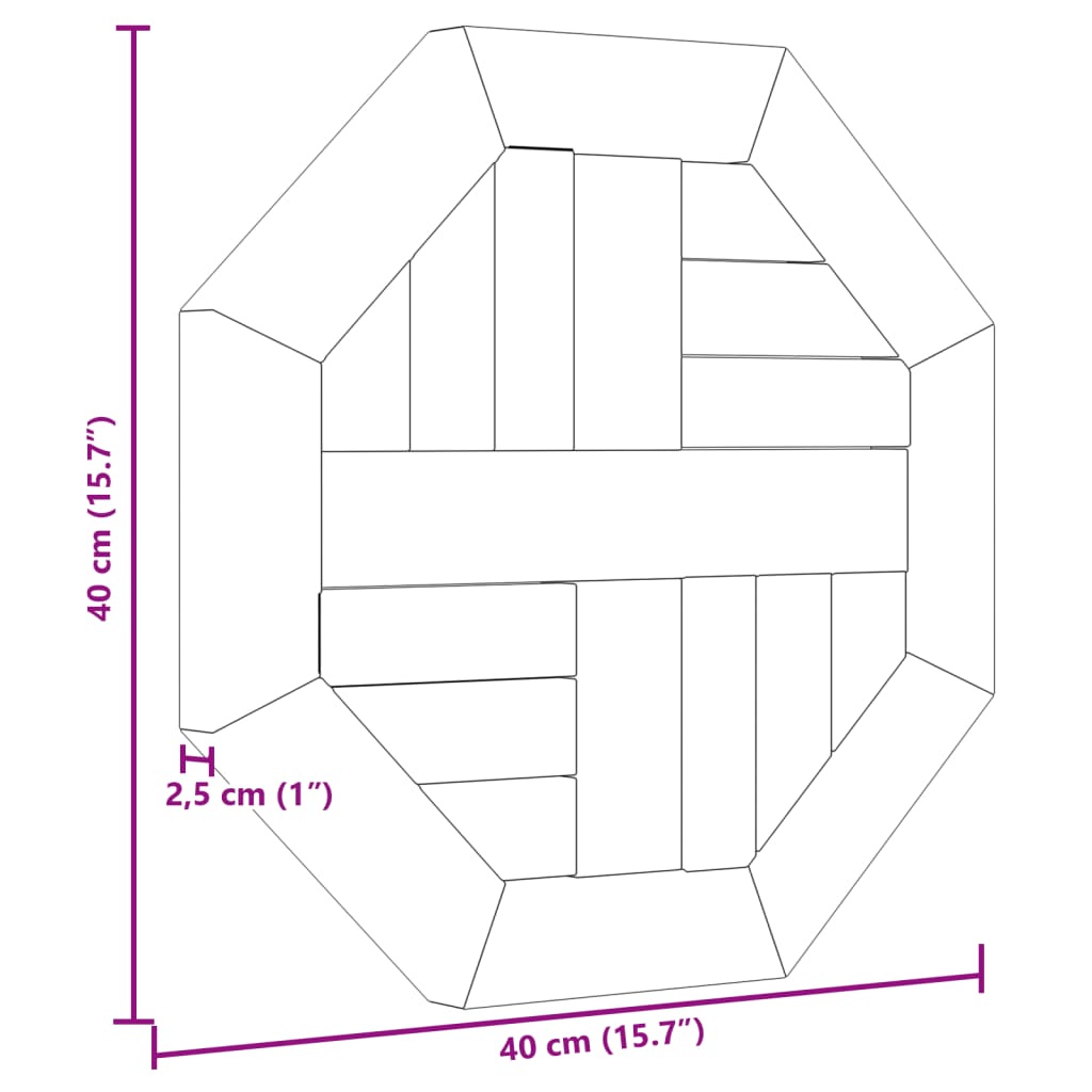 vidaXL Tablero de mesa octogonal de madera maciza de teca 40x40x2,5 cm