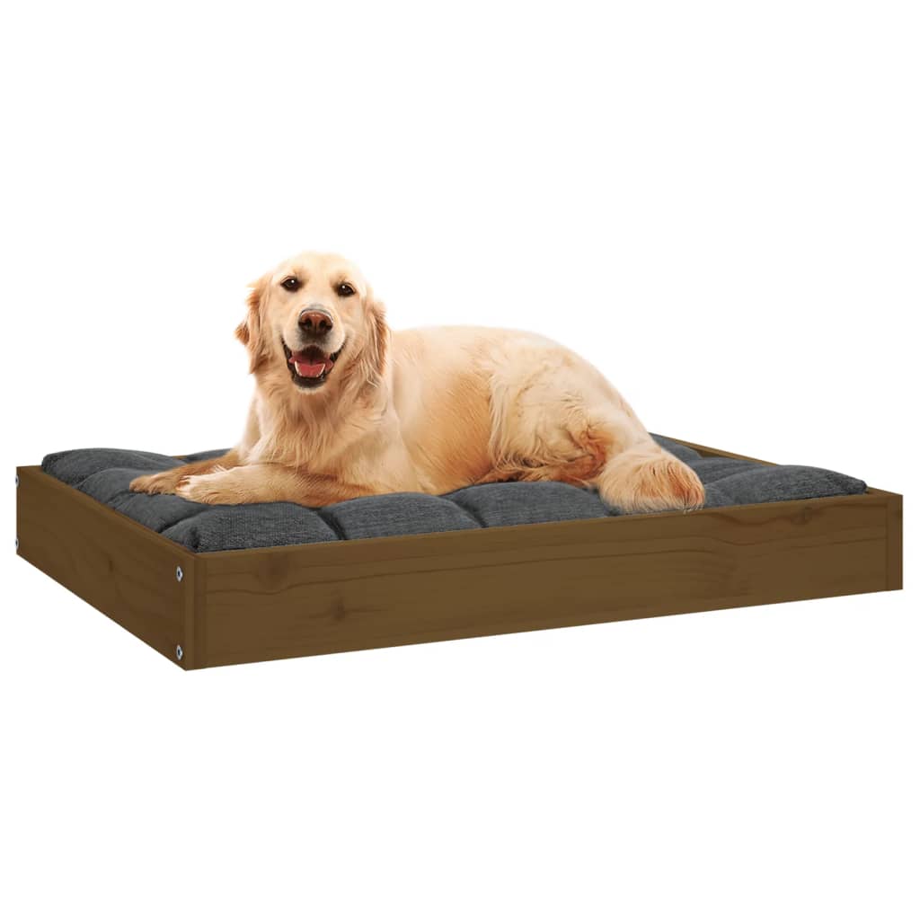 vidaXL Cama para perros madera maciza pino marrón miel 71,5x54x9 cm