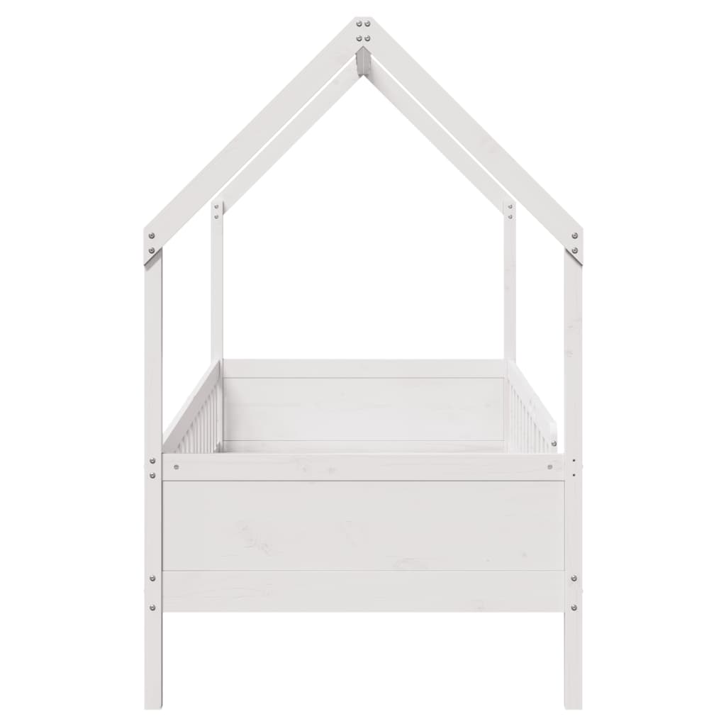 vidaXL Cama con forma de casa de niños madera maciza blanca 80x200 cm