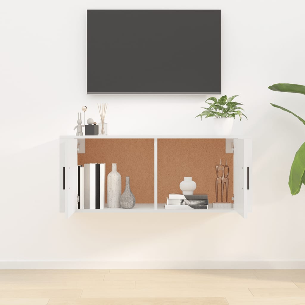 vidaXL Mueble para TV de pared blanco brillante 100x34,5x40 cm