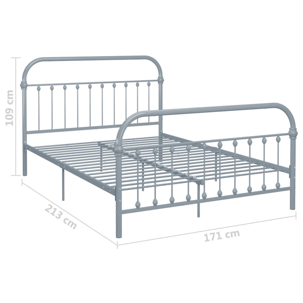 vidaXL Estructura de cama sin colchón metal gris 160x200 cm