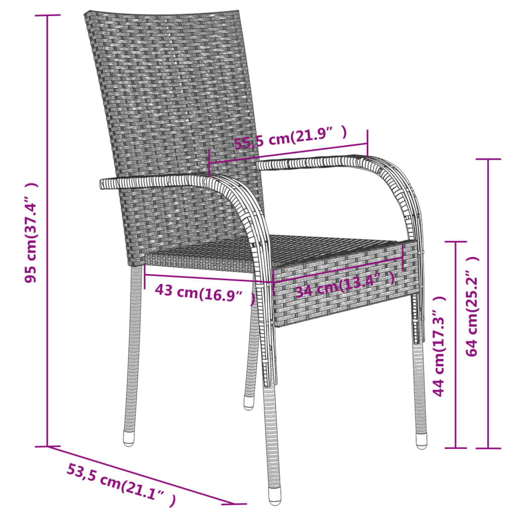 vidaXL Juego de comedor para jardín 5 piezas con cojines gris y negro