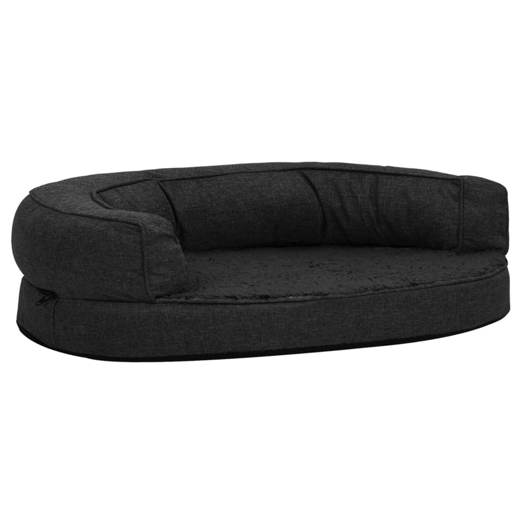 vidaXL Colchón de cama de perro ergonómico aspecto lino negro 75x53cm