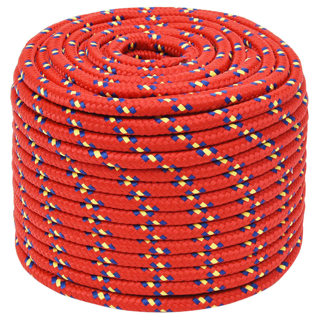 vidaXL Cuerda de barco polipropileno rojo 14 mm 25 m