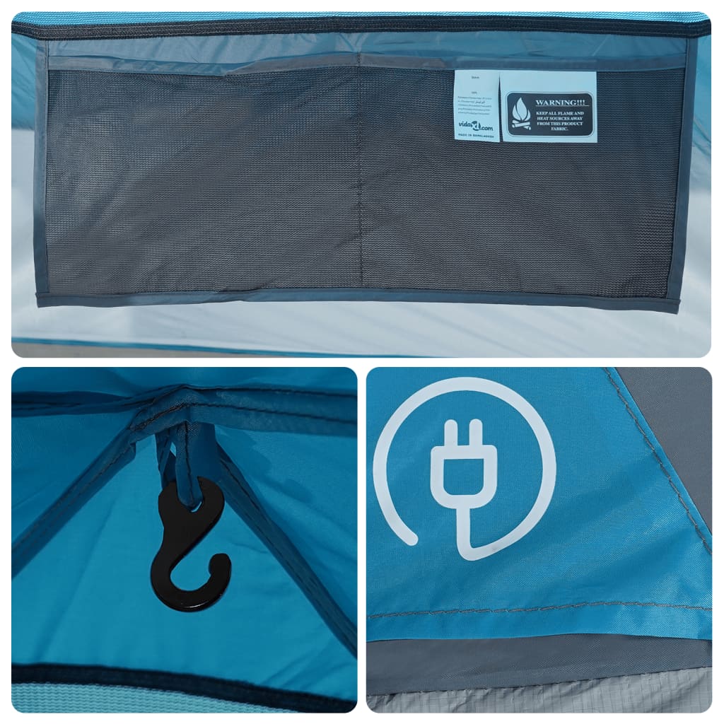 vidaXL Tienda de campaña familiar iglú 6 personas impermeable azul