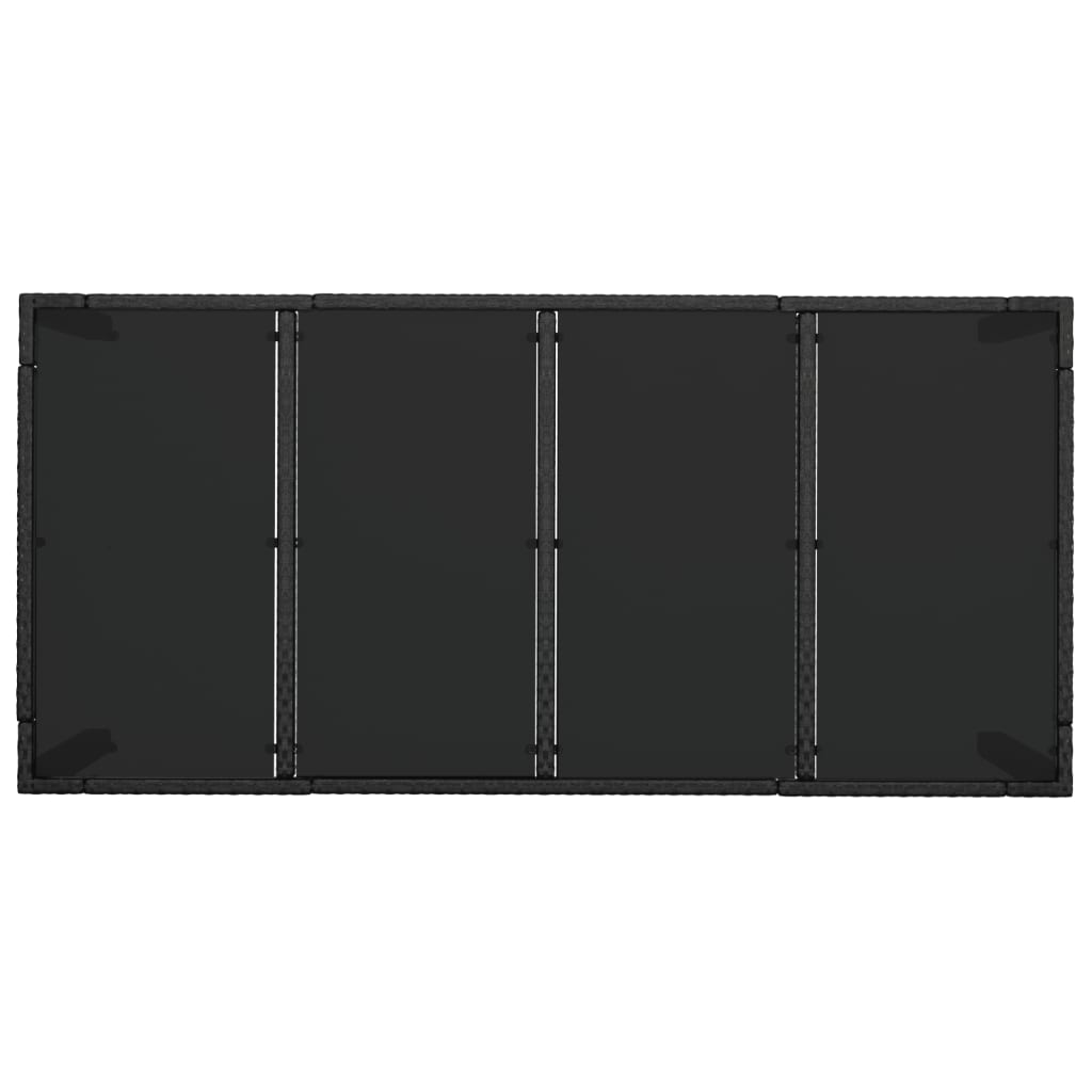 vidaXL Mesa de jardín superficie de vidrio ratán PE negro 190x90x75 cm