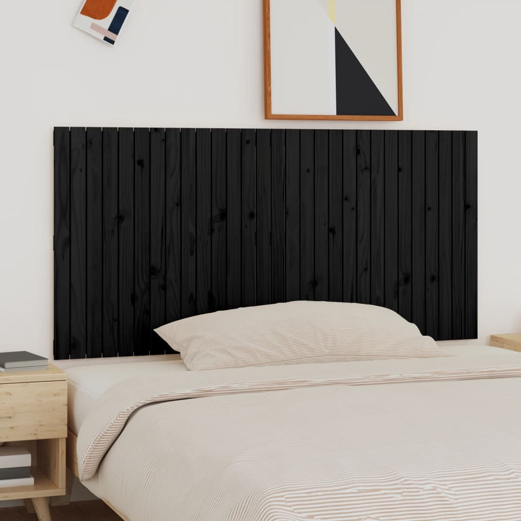 vidaXL Cabecero de cama de pared madera maciza pino negro 185x3x90 cm