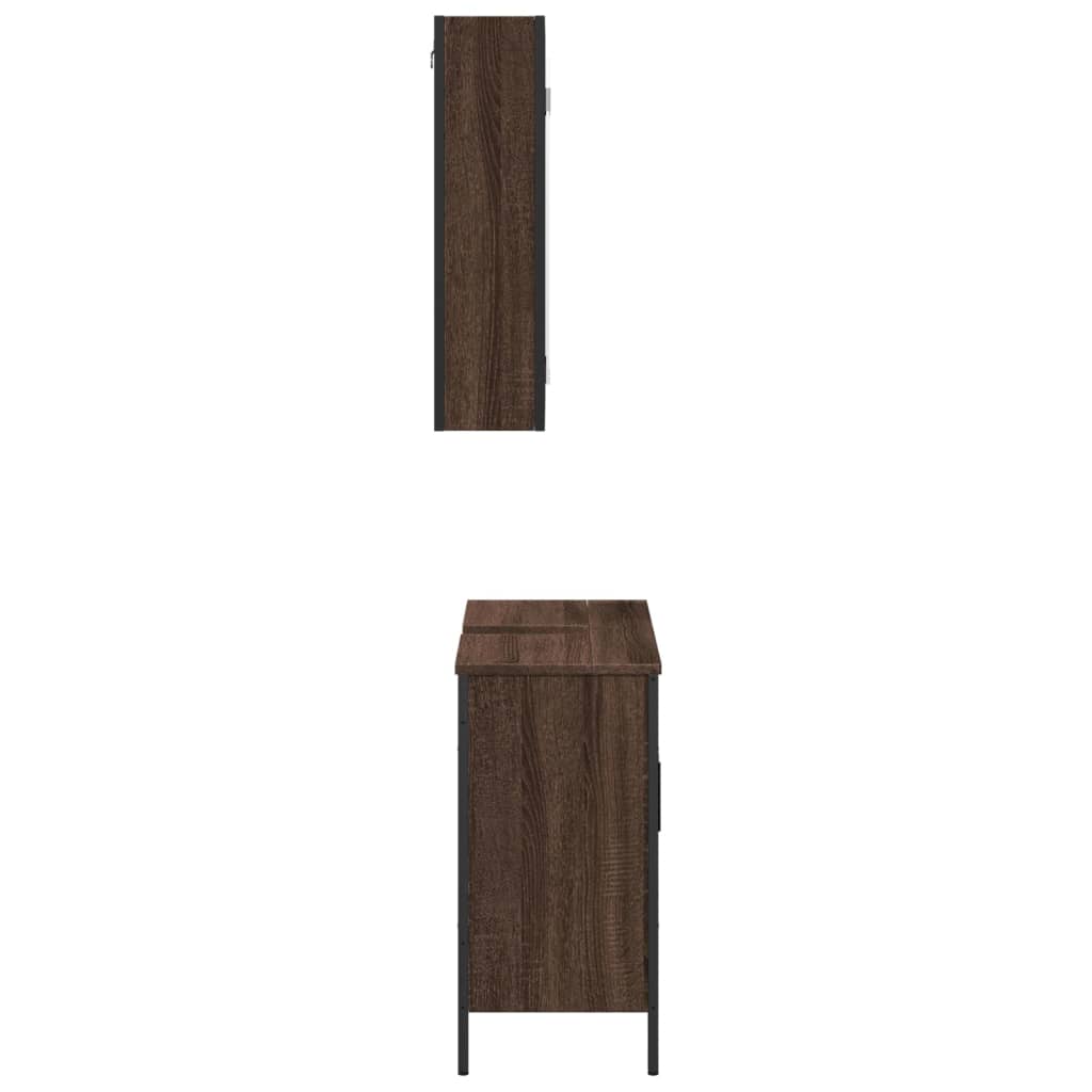 vidaXL Set de muebles baño 2 pzas madera contrachapada marrón roble