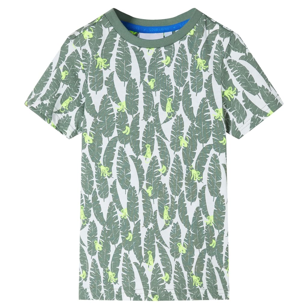 Camiseta infantil crudo y verde hiedra oscuro 104