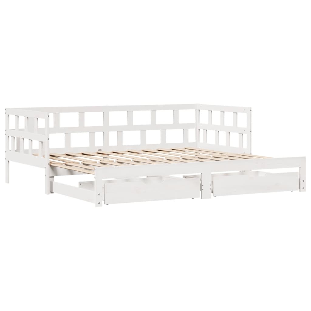 vidaXL Sofá cama nido con cajones madera maciza pino blanca 80x200 cm