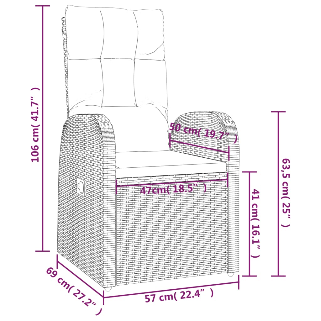 vidaXL Set de comedor de jardín 9 pzas y cojines ratán sintético negro