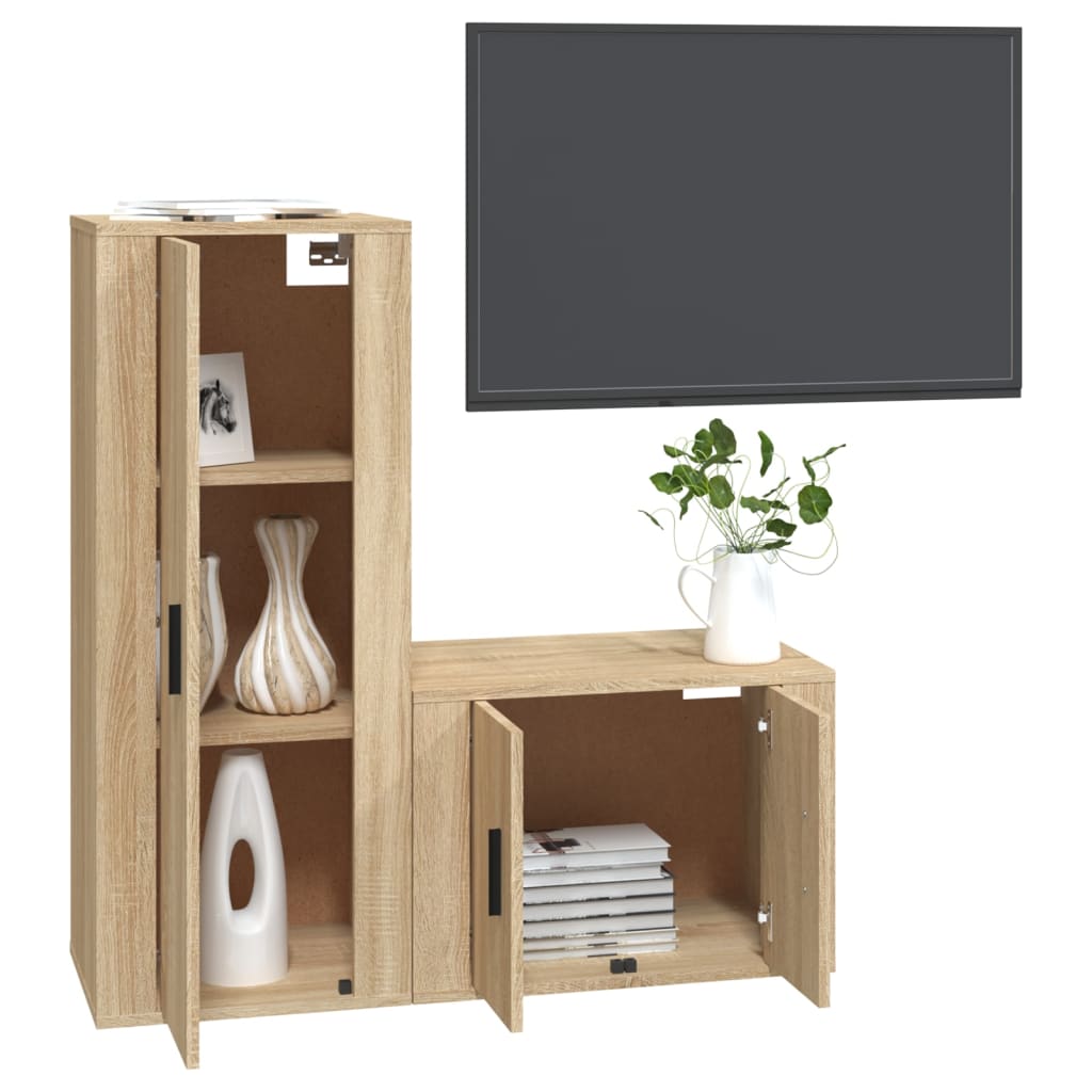 vidaXL Set de muebles para TV 2 pzas madera contrachapada roble sonoma