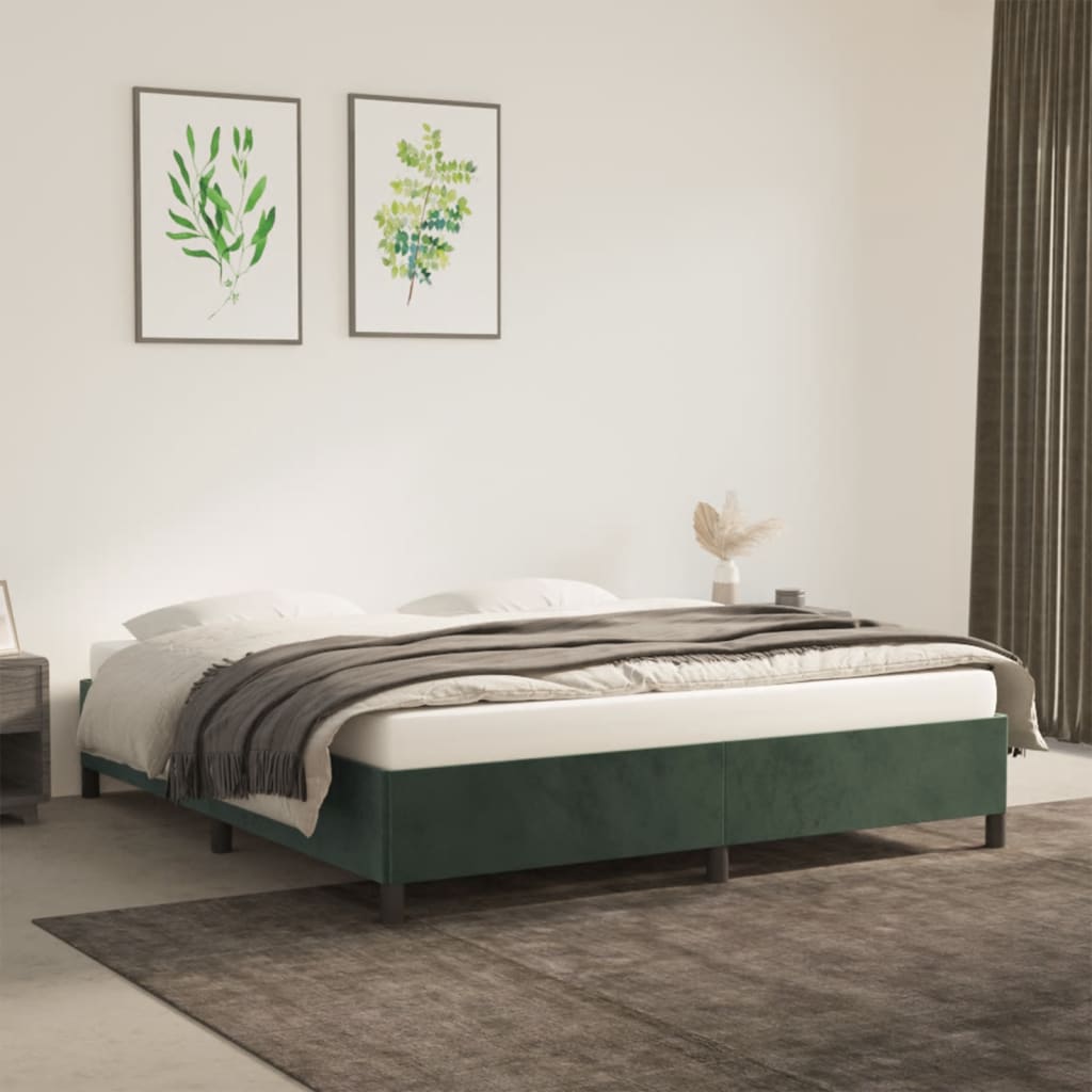 vidaXL Estructura cama sin colchón terciopelo verde oscuro 160x200 cm