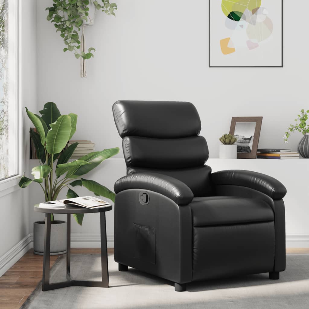 vidaXL Sillón reclinable de cuero sintético negro