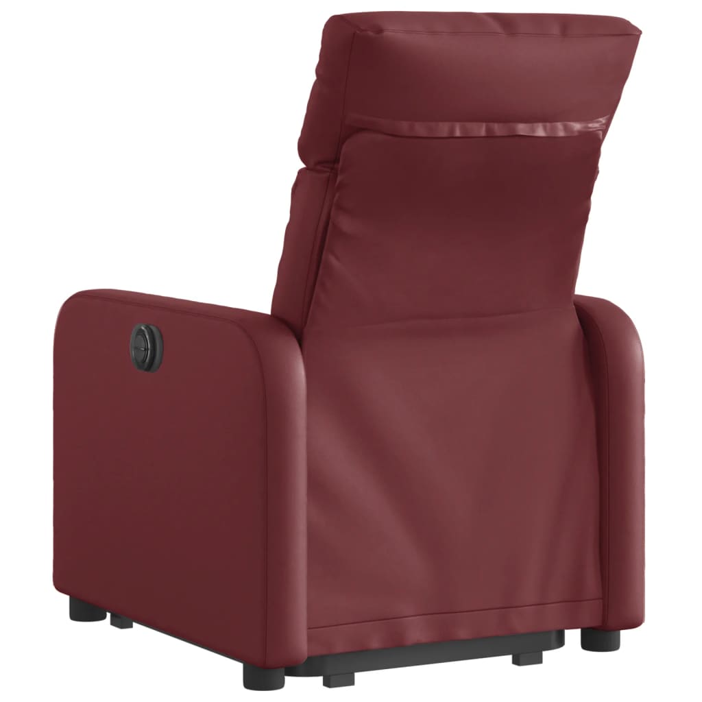 vidaXL Sillón elevable eléctrico cuero artificial rojo tinto