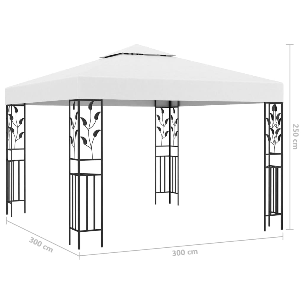 vidaXL Carpa cenador de jardín con tira de luz LED 3x3 m blanco