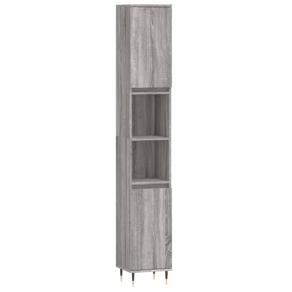 vidaXL Set de muebles de baño 3 pzas madera contrachapada gris sonoma