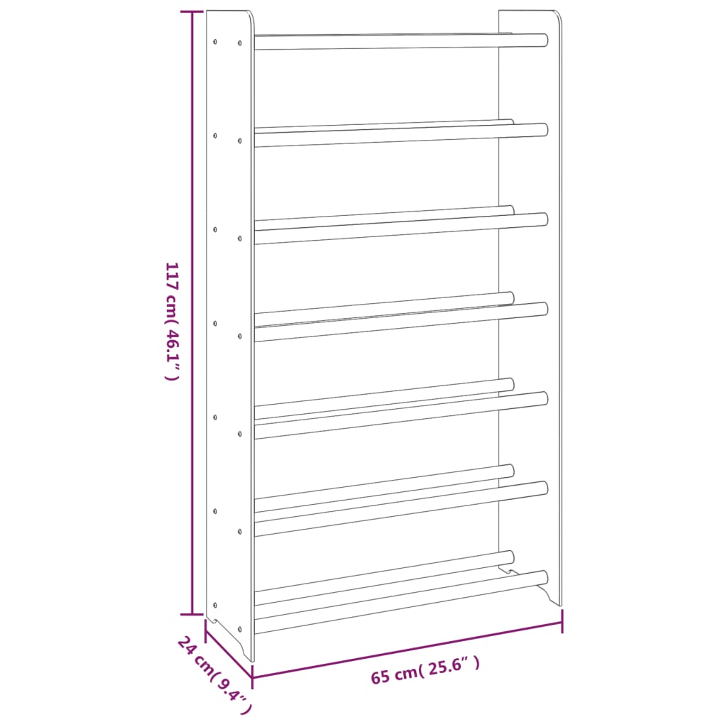 vidaXL Mueble zapatero de madera contrachapada marrón 65x24x117 cm