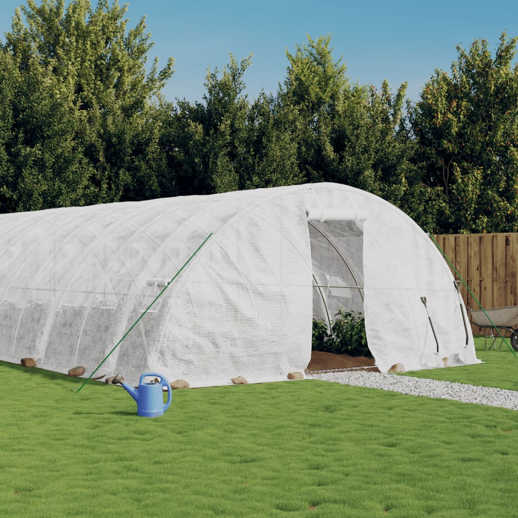 vidaXL Invernadero con estructura de acero blanco 60 m² 12x5x2,3 m