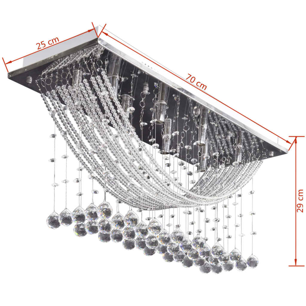 vidaXL Lámpara de techo con lágrimas de cristal 8 x G9 29 cm