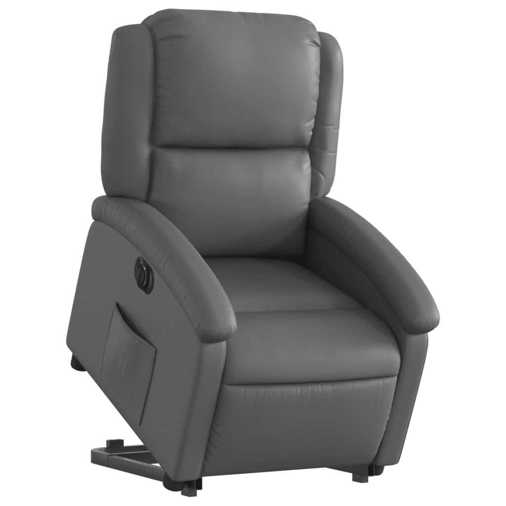 vidaXL Sillón reclinable elevable eléctrico de cuero sintético gris