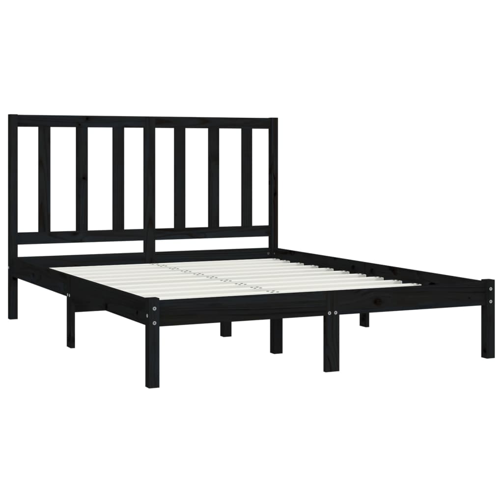 vidaXL Estructura de cama de madera maciza de pino negra 140x190 cm