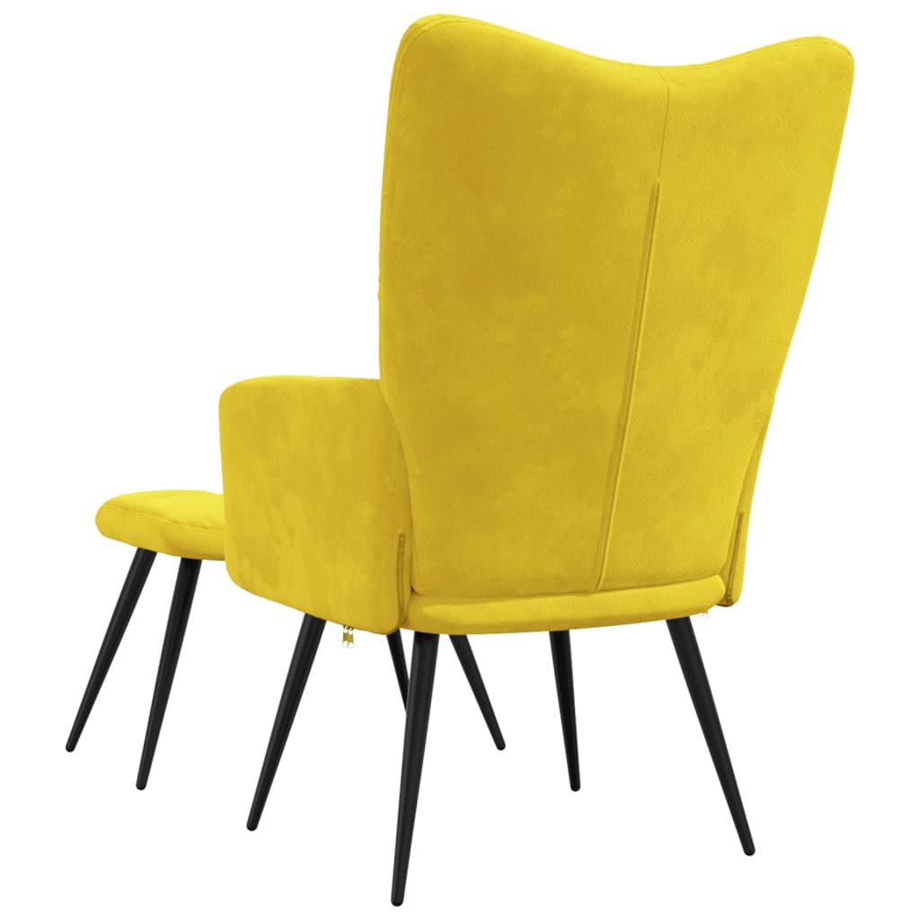 vidaXL Sillón de relax con taburete terciopelo amarillo mostaza