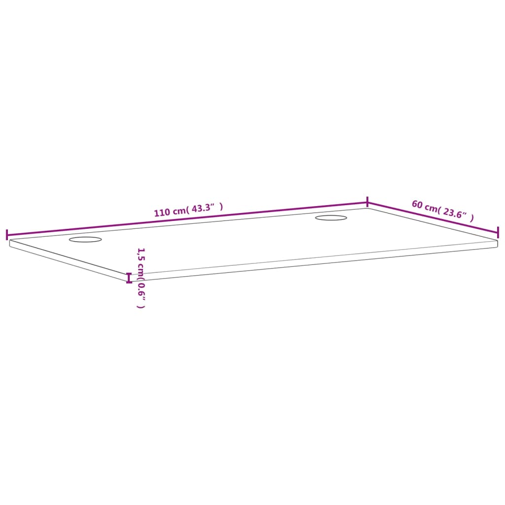 vidaXL Tablero de escritorio madera maciza de haya 110x60x1,5 cm