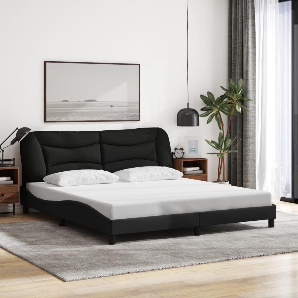 vidaXL Estructura de cama con luces LED tela negro 180x200 cm